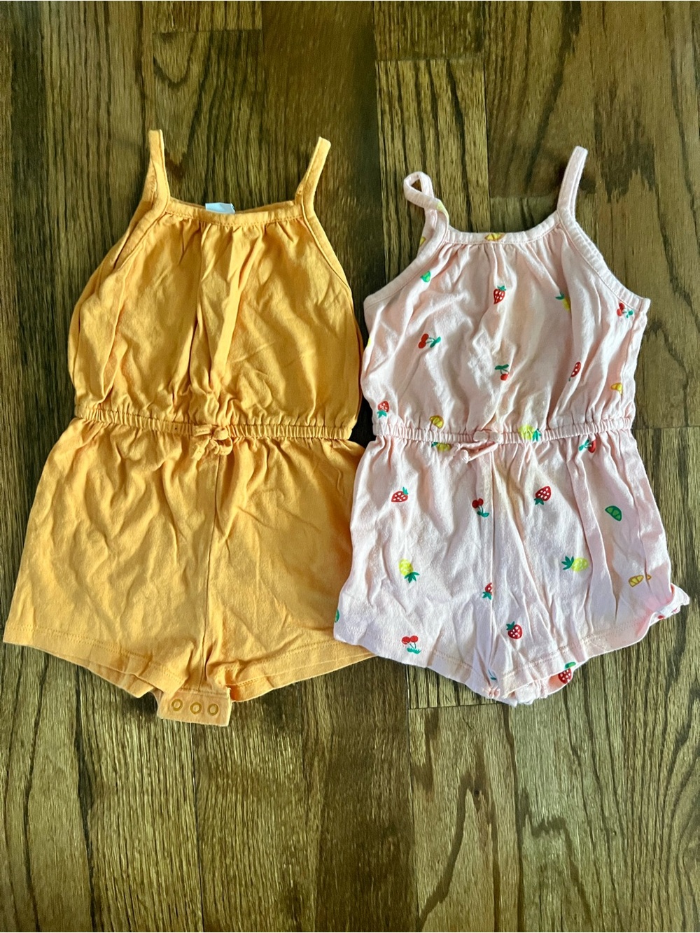 Old Navy Girls' Yellow and Light Pink Sleeveless Romper Set